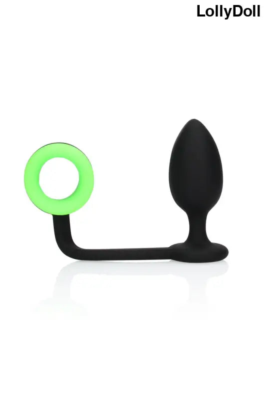 Plug anal noir avec anneau de pénis phosphorescent pour un double plaisir sur LollyDoll