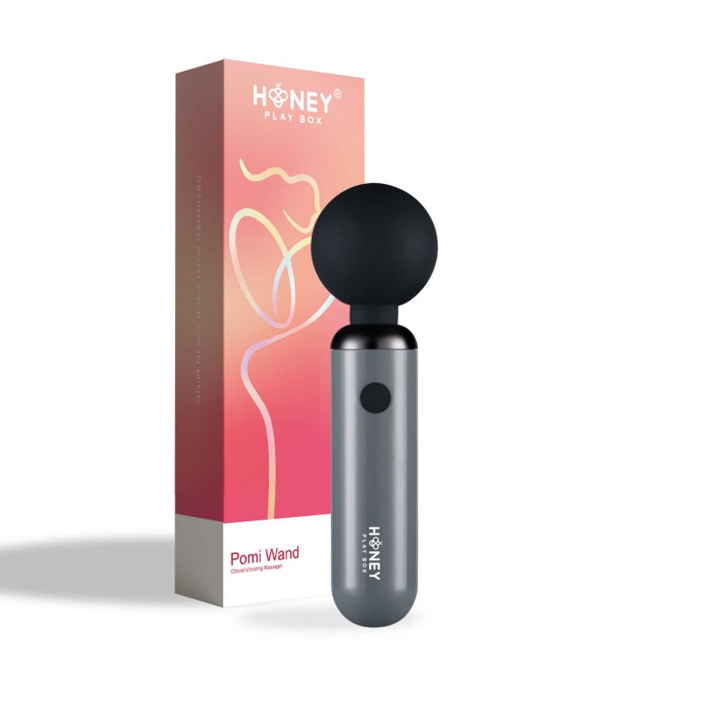 Pomi wand - Puissant mini vibromasseur - gris et noir - Honey Play box - stimulateur clitoridien pas cher disponible chez LollyDoll