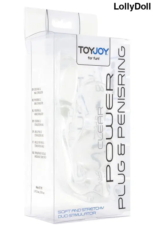 Plug anal et anneau de pénis transparents dans l’emballage sur LollyDoll