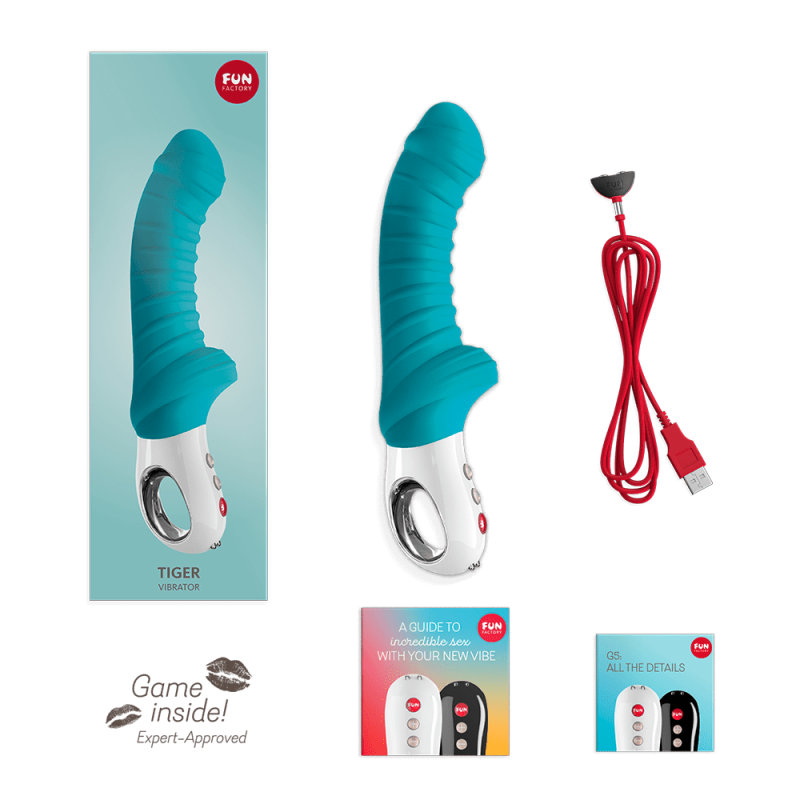 Tiger : Son corps en silicone strié ondule au rythme de vos mouvements, offrant des caresses internes intenses à chaque va-et-vient. La pointe incurvée, légèrement ferme, vient masser le point G ou la prostate, selon vos envies, pour des vagues de plaisir qui montent et se propagent dans tout le corps disponible chez LollyDoll