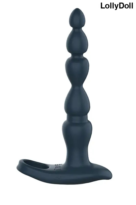 Vibromasseur combiné avec un cockring pour double pénétration en silicone bleu. Disponible sur LollyDoll
