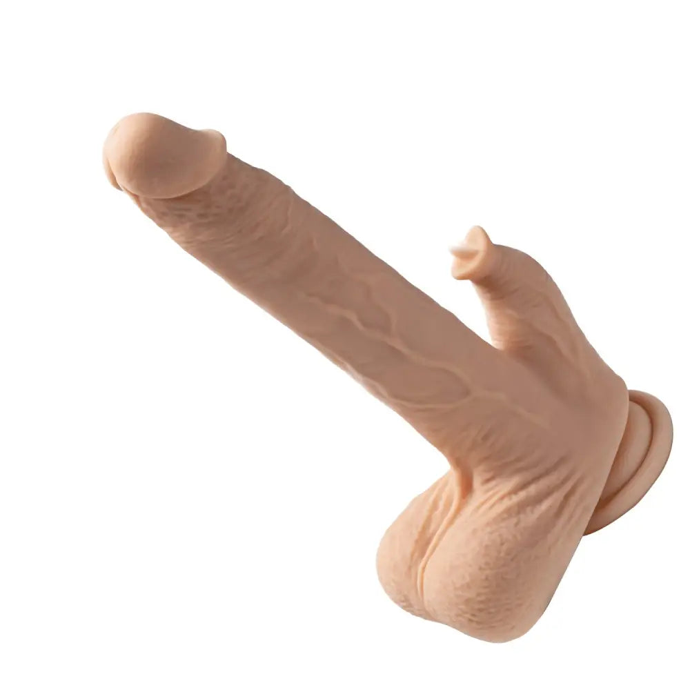 Gode réaliste vibrant va-et-vient et lécheur de 21 cm en chair. Contrôlable via une application. disponible chez LollyDoll