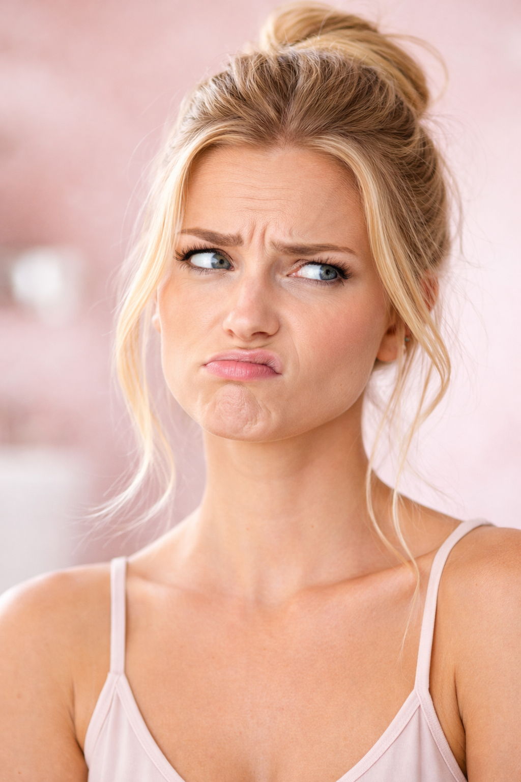 femme qui fait une grimace car elle ne trouve pas son point G du blog : Les erreurs fréquentes quand on cherche le point G