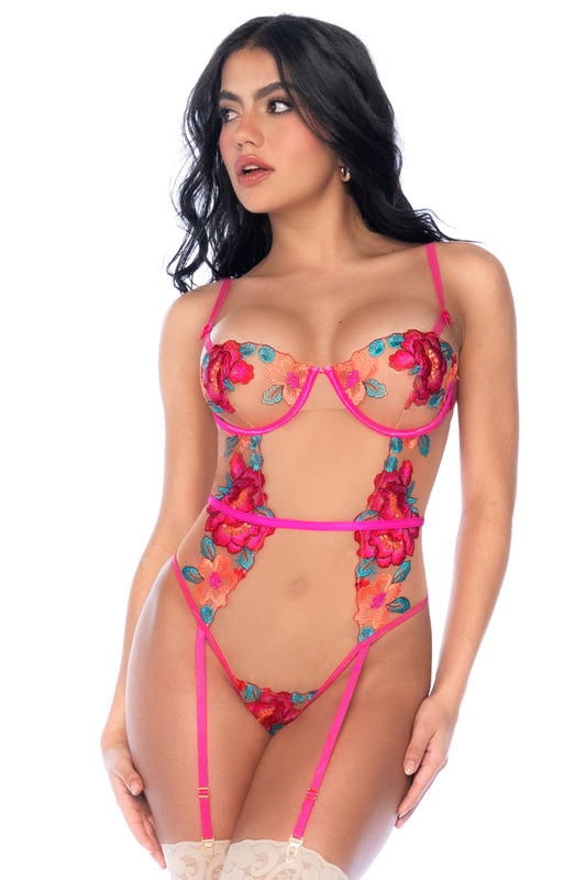 Body en Tulle Brodé Fleuri