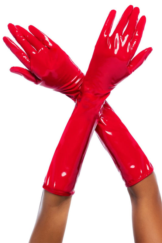 Gants en vinyle rouge