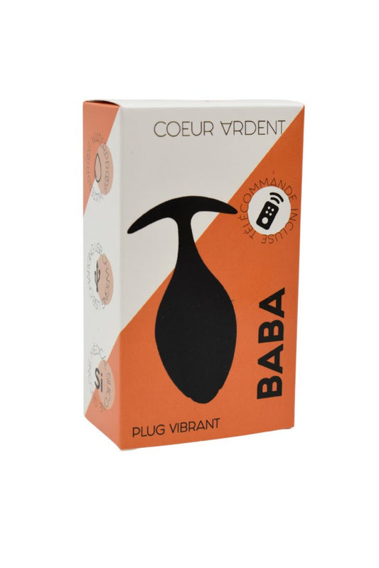 BABA, Plug vibrant anal noir USB, avec télécommande