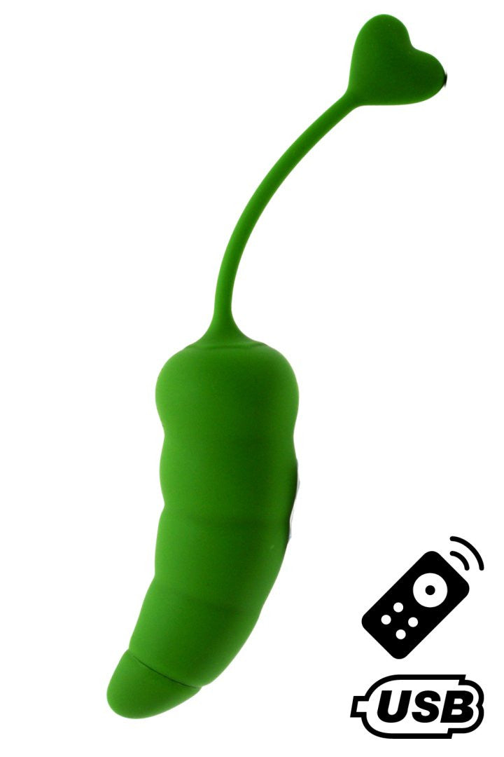 PIMENTO, Un Œuf vibrant avec télécommande, couleur et forme Piment en silicone médical