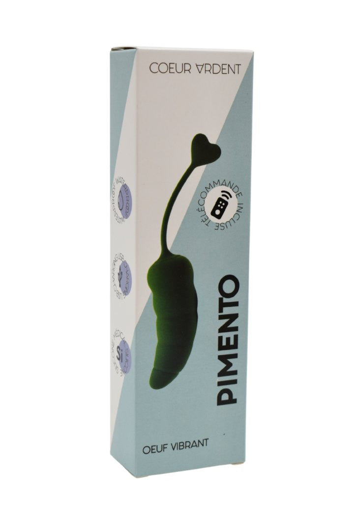 PIMENTO, Un Œuf vibrant avec télécommande, couleur et forme Piment en silicone médical