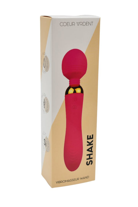 SHAKE Rose, Vibromasseur Wand USB en silicone médical avec 2 puissants moteurs indépendants · Coeur Ardent · vue 2