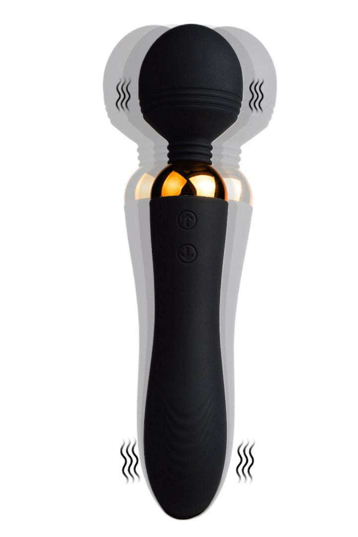 SHAKE Noir, Vibromasseur Wand USB en silicone médical avec 2 puissants moteurs indépendants