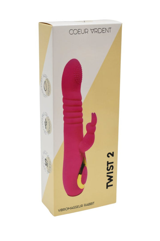 TWIST 2 Rose, Vibromasseur Rabbit va-et-vient USB en silicone médical, doté de 18 modes de stimulation · Coeur Ardent · vue 2