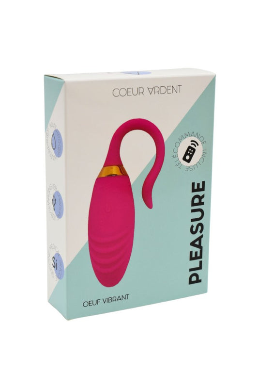 PLEASURE, Un Œuf vibrant USB avec télécommande, dans un silicone médical doux et rainuré · Coeur Ardent · vue 2