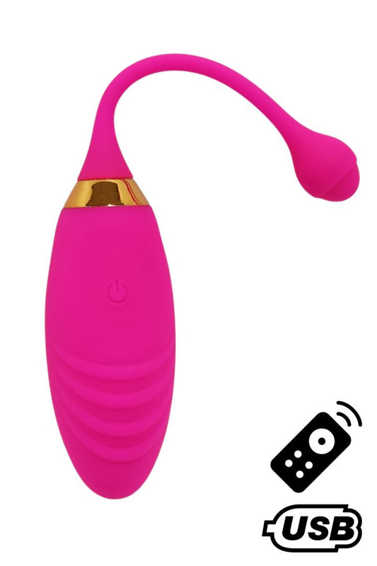 SUNDAY, Un Œuf vibrant USB avec télécommande, dans un silicone médical doux et rainuré · Coeur Ardent