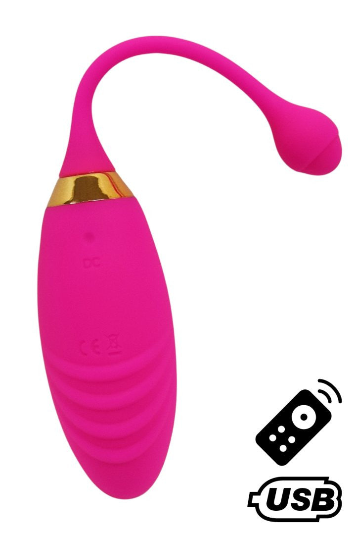 SUNDAY, Un Œuf vibrant USB avec télécommande, dans un silicone médical doux et rainuré