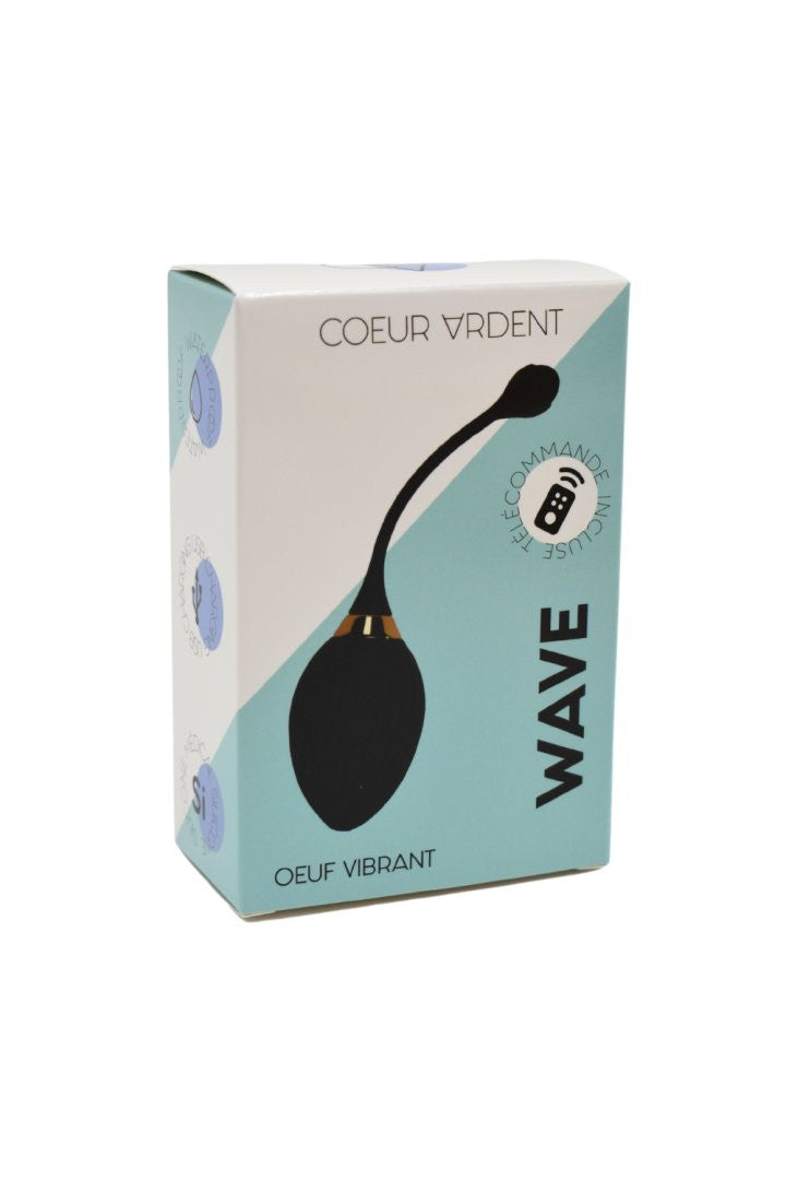 WAVE, Un Œuf vibrant noir USB avec télécommande, dans un silicone médical doux et lisse