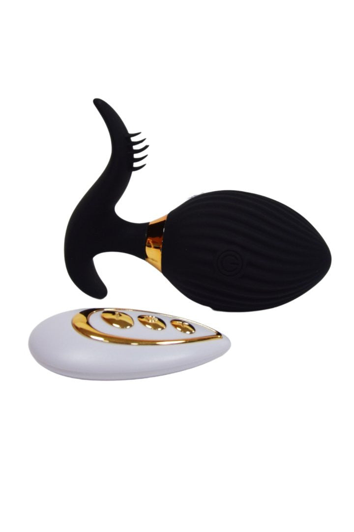 WAVE , Un Œuf vibrant noir USB avec stimulation clitoridienne, doté d'une télécommande