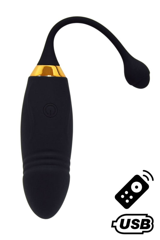 HAPPY, Un Œuf vibrant long USB avec télécommande, dans un silicone médical doux et lisse · Coeur Ardent