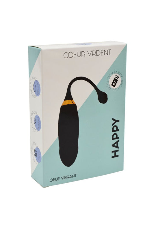 HAPPY, Un Œuf vibrant long USB avec télécommande, dans un silicone médical doux et lisse · Coeur Ardent · vue 2