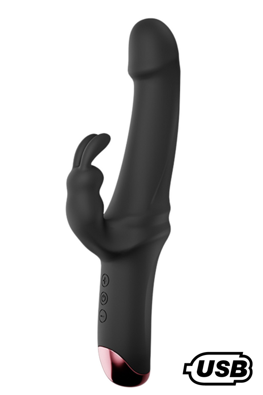 PLAYER, Vibromasseur Rabbit USB, silicone médical doux et lisse, doté de 10 modes de vibration · Coeur Ardent