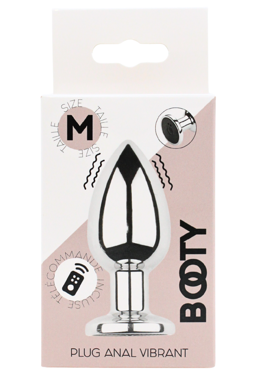 Plug vibrant acier inoxydable anal taille M avec télécommande, USB BOOTY