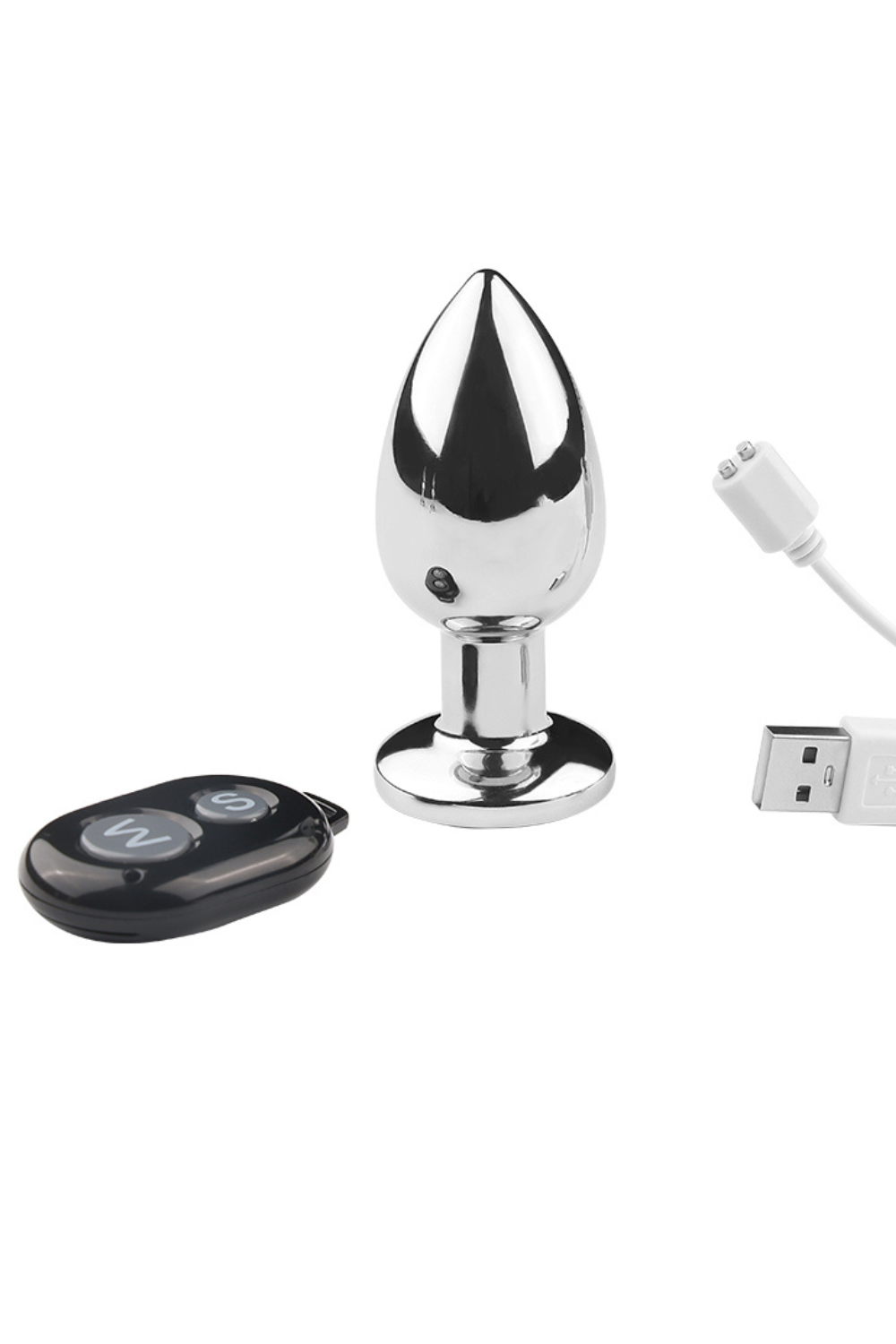 Plug vibrant acier inoxydable anal taille M avec télécommande, USB BOOTY