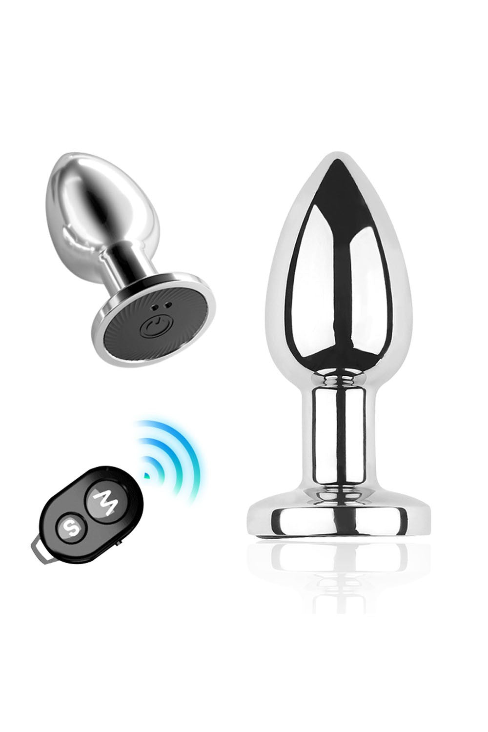 Plug vibrant acier inoxydable anal taille M avec télécommande, USB BOOTY