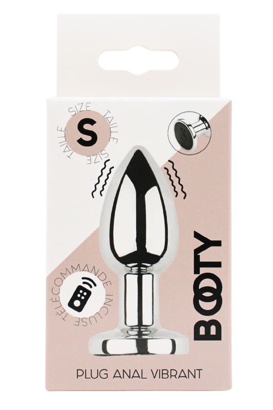 Plug vibrant acier inoxydable anal taille S avec télécommande, USB BOOTY