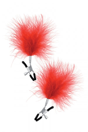 Pinces à seins plumeau rouge