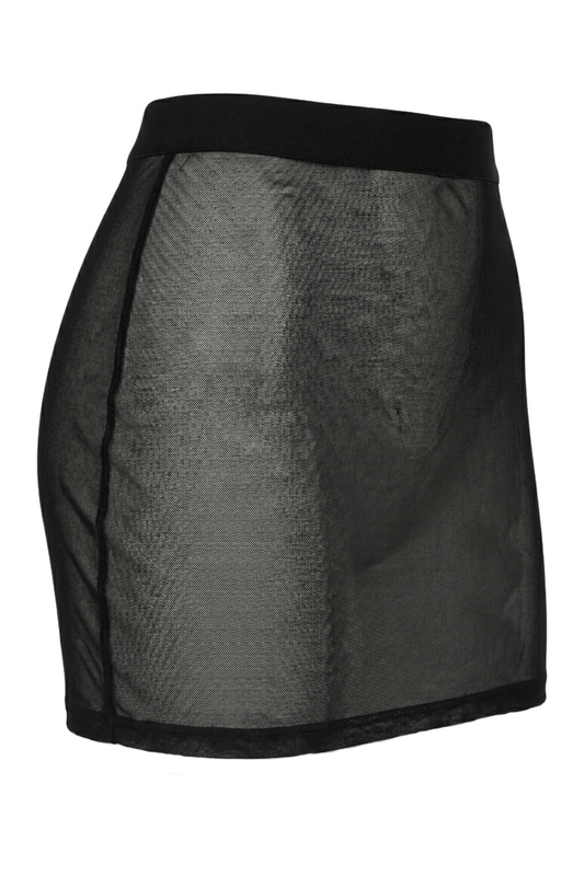 Jupe noire en résille transparente Maya