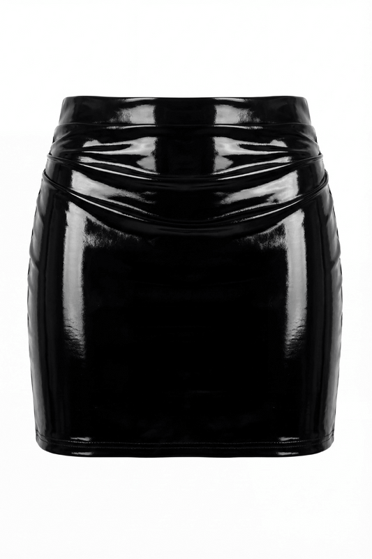 Jupe noire en simili cuir avec zip Lara