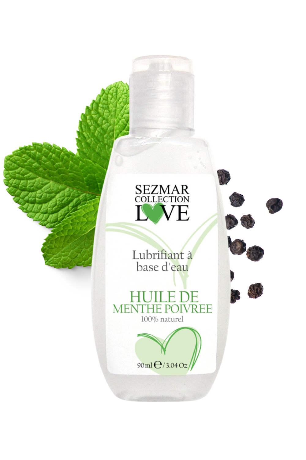 Lubrifiant à base d'eau 100% naturel Menthe poivrée 90 ml