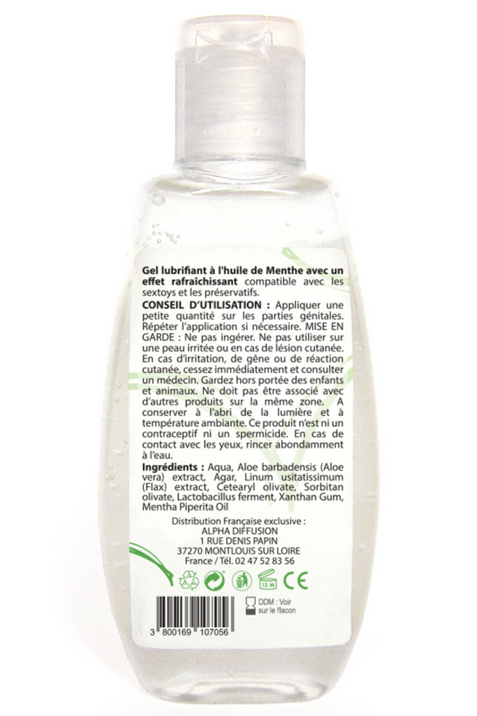 Lubrifiant à base d'eau 100% naturel Menthe poivrée 90 ml