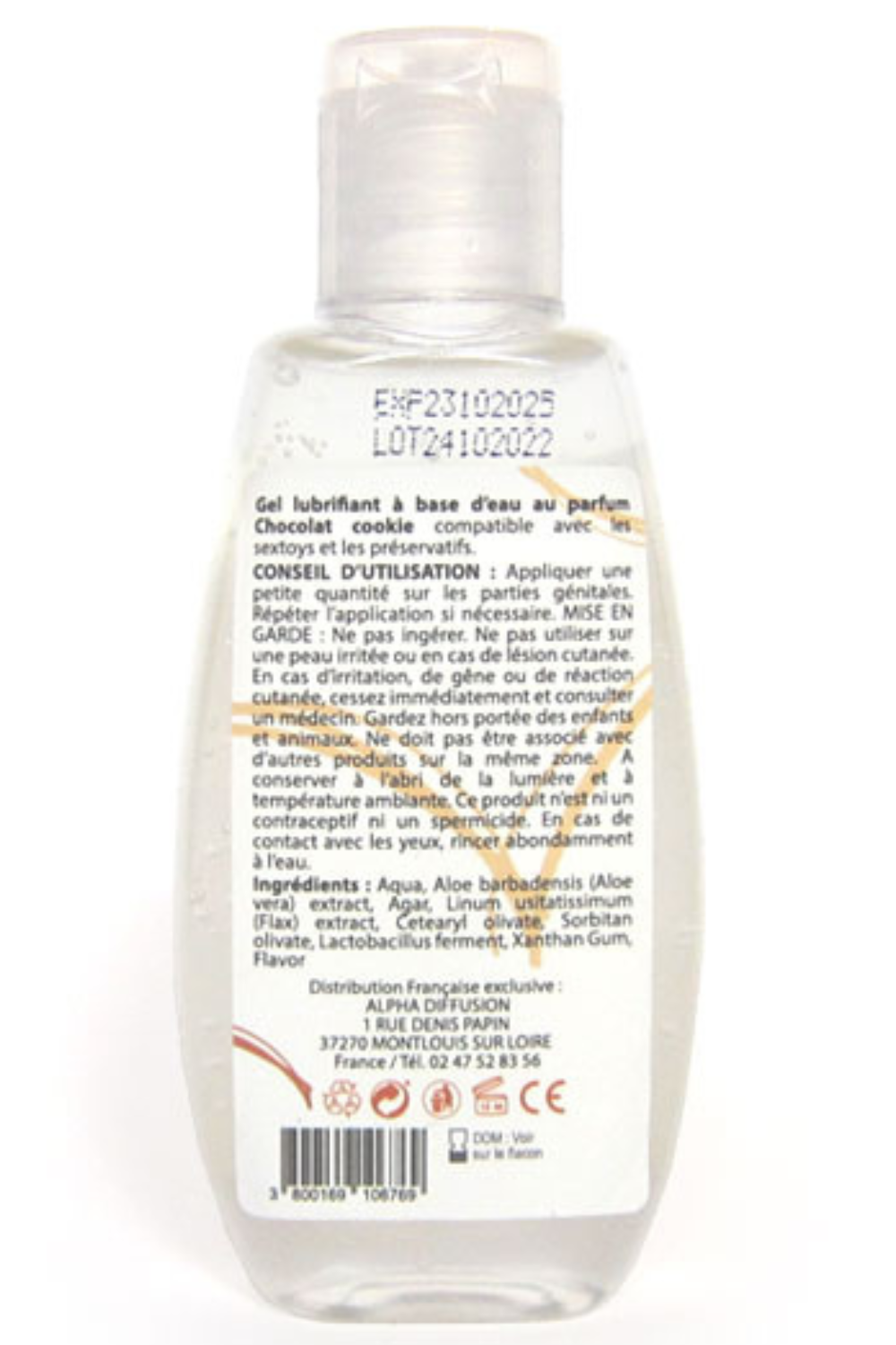 Lubrifiant à base d'eau 100% naturel Chocolat Cookie 90 ml