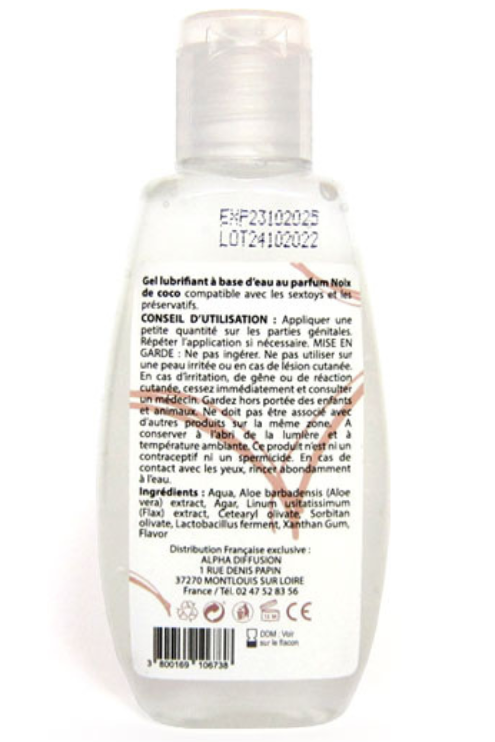 Lubrifiant à base d'eau 100% naturel Noix de Coco 90 ml