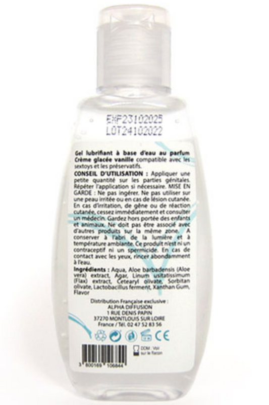 Lubrifiant à base d'eau 100% naturel Crème glacée vanille 90 ml