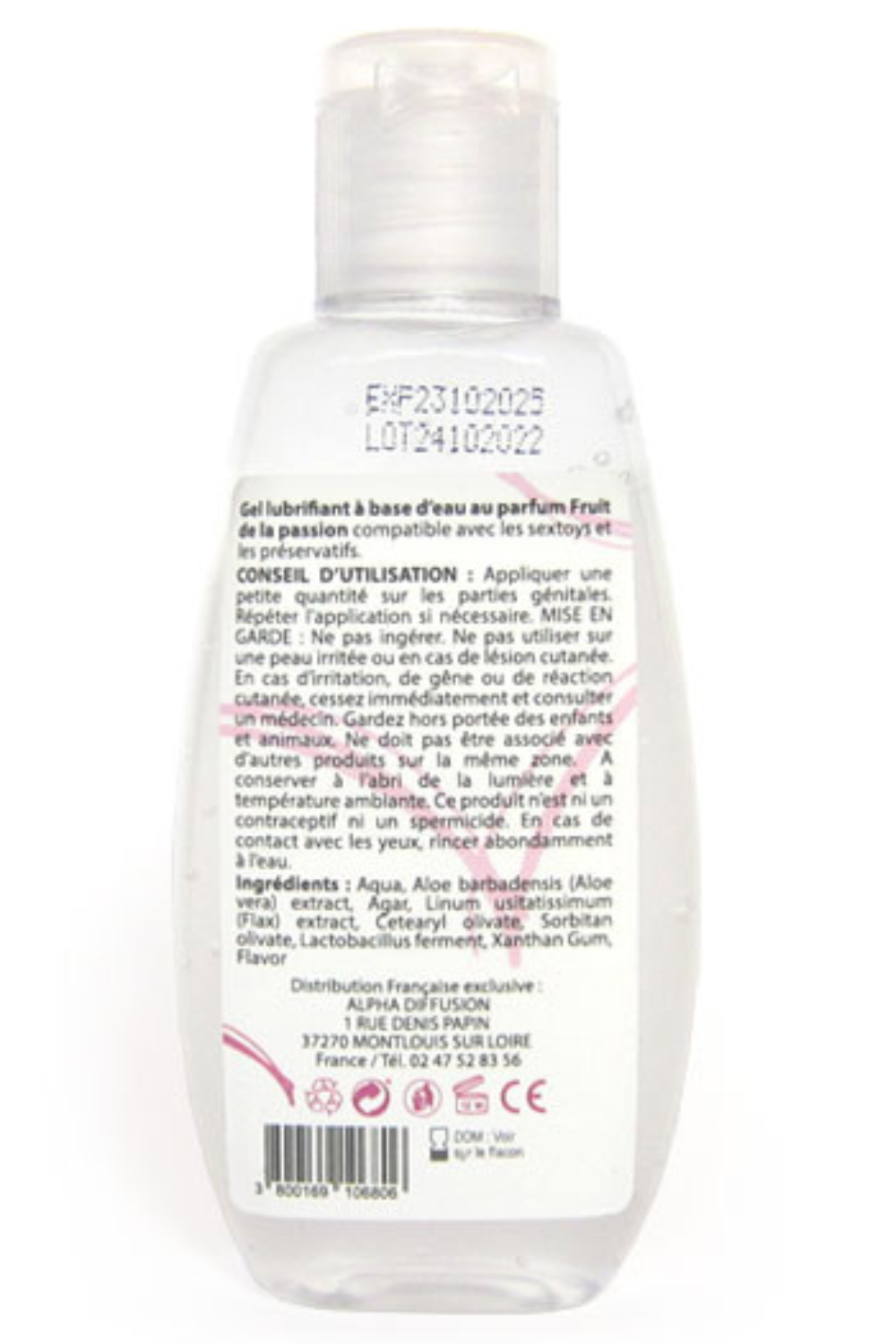 Lubrifiant à base d'eau 100% naturel Fruit de la passion 90ml