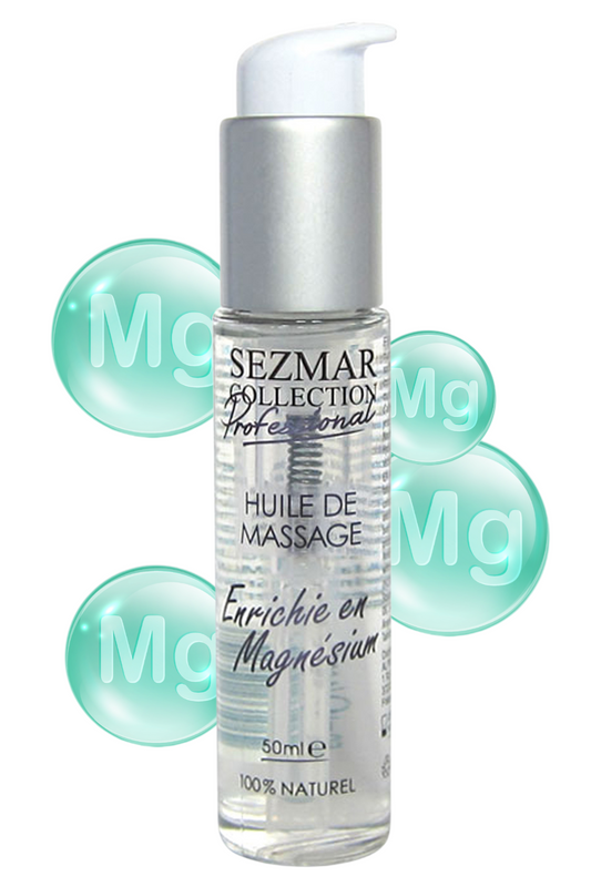Huile de massage professionnelle Enrichie en Magnésium 100% naturelle 50 ml