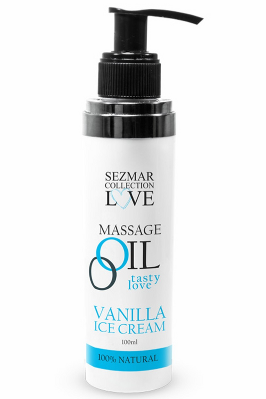 Huile de massage comestible Vanille glacée 100ml 100% naturelle