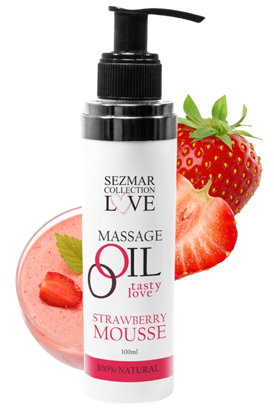 Huile de massage comestible mousse de fraise 100ml 100% naturelle