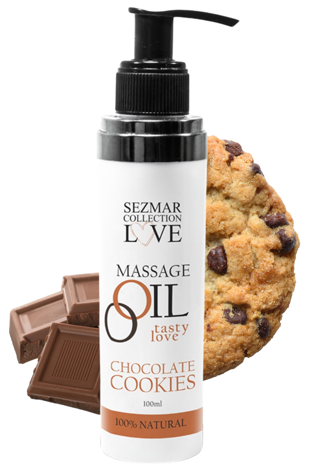 Huile de massage comestible cookie chocolat 100ml 100% naturelle