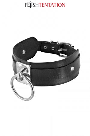 Collier BDSM large avec anneau
