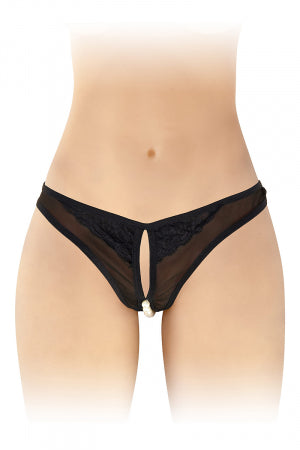String ouvert avec perles Sophie noir