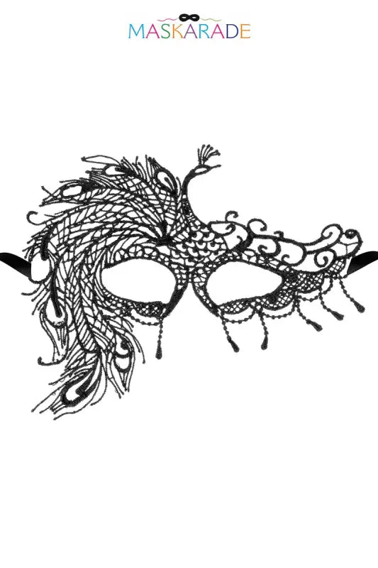 Masque de paon en dentelle noire.
