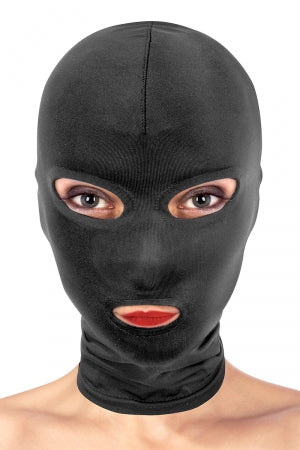 Cagoule BDSM 3 ouvertures taille haute