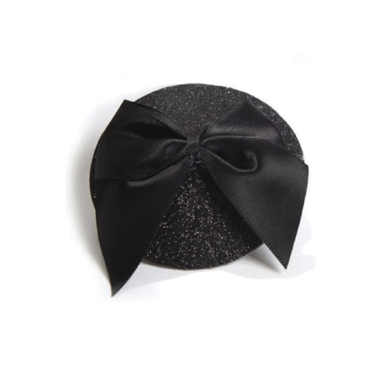 Cache-tétons Burlesque Noeud et Paillettes Noir