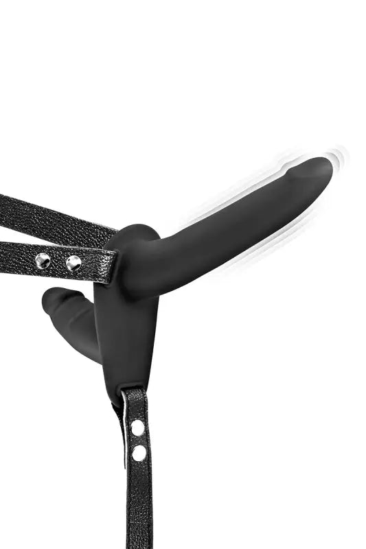 Gode noir à double extrémité avec harnais disponible sur LollyDoll