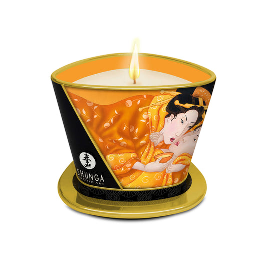 Bougie de massage lueur et caresses Mangue