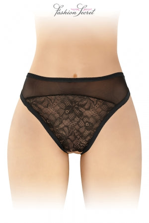 Tanga noir ouvert Ava