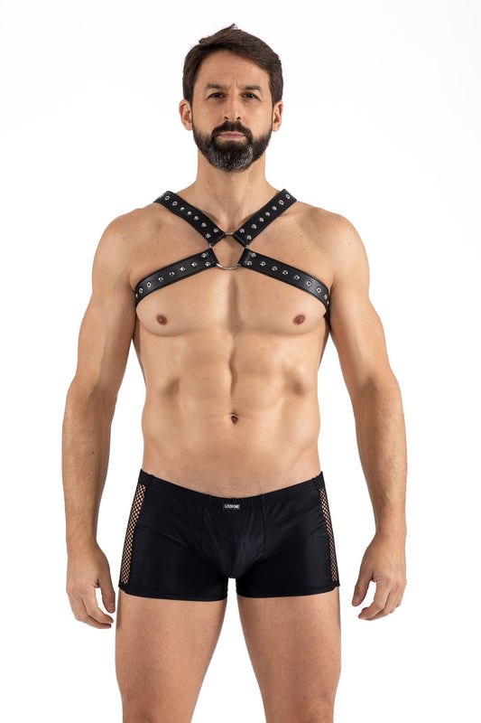 Harnais homme simili cuir larges sangles avec anneaux · Look Me
