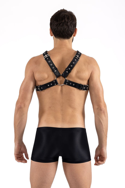 Harnais homme simili cuir larges sangles avec anneaux · Look Me · vue 2
